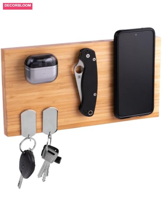 Other - Magnetic Bamboo Key Holder with Strong Magnets, No-Drill 3M Adhesive Wall Mount